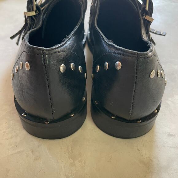 Italian Leather Studded Punk Goth Statement Buckle Oxfords Sz 38 Made in Italy - Picture 6 of 9